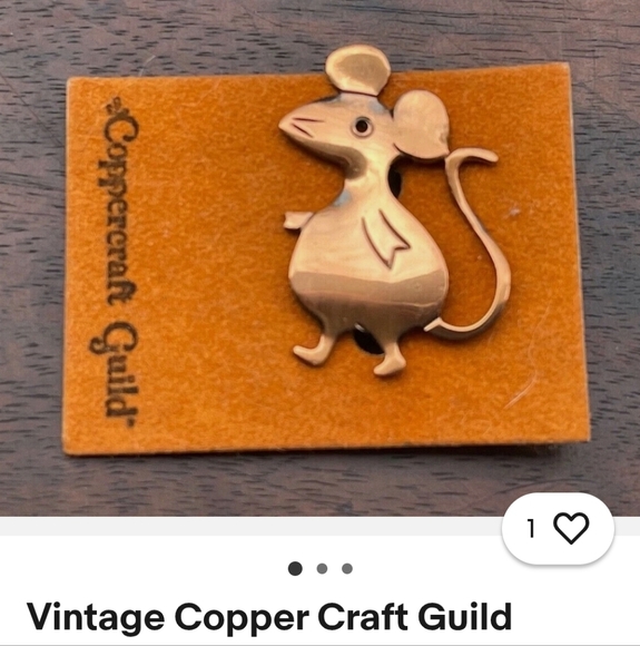 Charming Copper Mouse Brooch - Picture 3 of 4